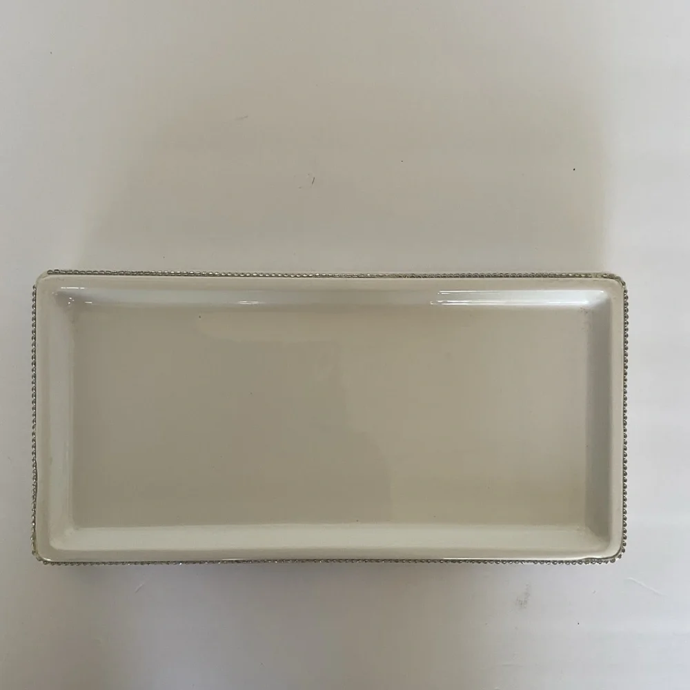 Nanette Lepore Ceramic Vanity Tray with Rhinestine Trim